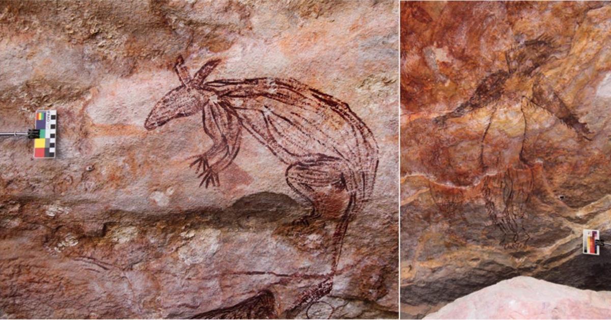 A new paper introduces 570 examples of Maliwawa rock art in rock shelters in Western Arnhem Land in Australia’s Northern Territory. This image shows a rock art depiction of a Maliwawa macropod found in the Namunidjbuk clan estate of the Wellington Range. Source: (P. Taçon / Australian Archaeology)