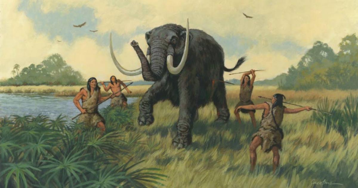 Mammoth hunting scene