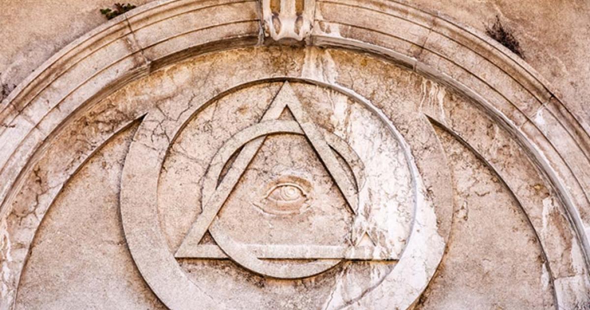 Illuminati Triangle and All Seeing Eye on an ancient temple. 