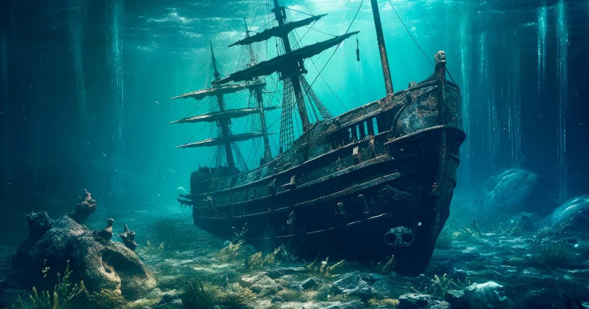 AI image of a shipwreck at the bottom of the ocean. Source:  Outlier Artifacts/Adobe Stock