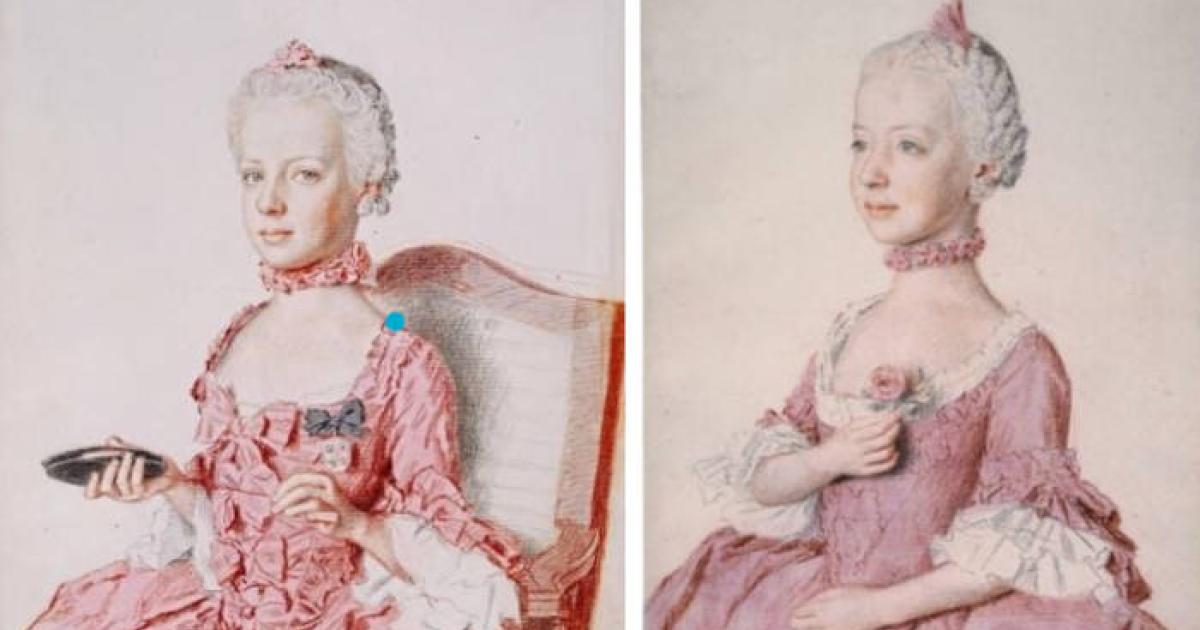 Portraits by Jean-Etienne Liotard depicting Marie Antoinette and her sister Maria Carolina, but which is which?