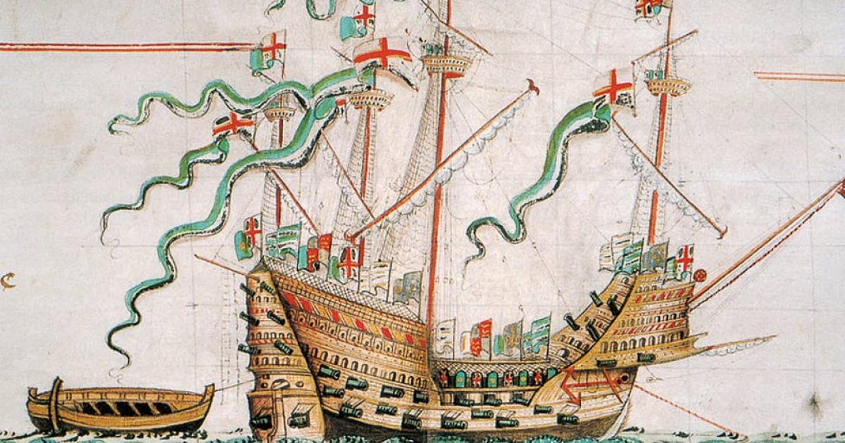 The Mary Rose depicted on the Anthony Roll of Henry VIII’s Navy