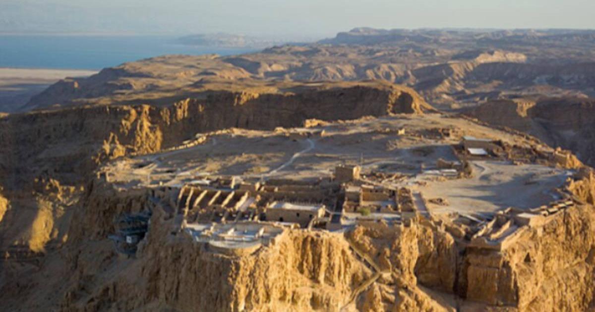 An aerial view of Masada, from the north.