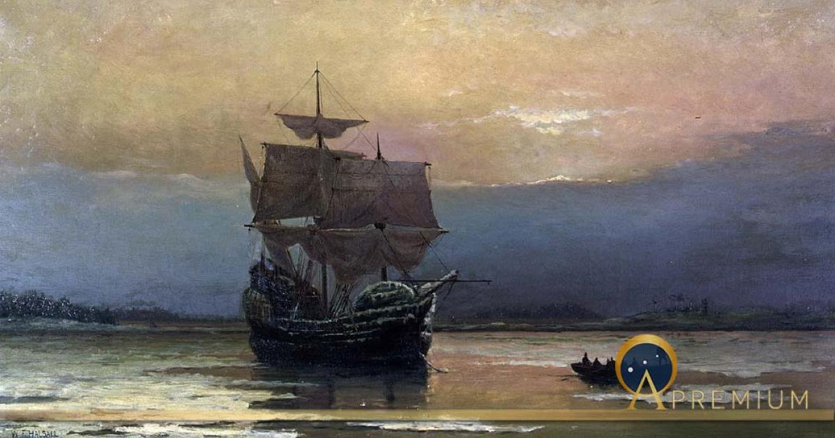 The Mayflower by William Halsall, (1882) (Public Domain)