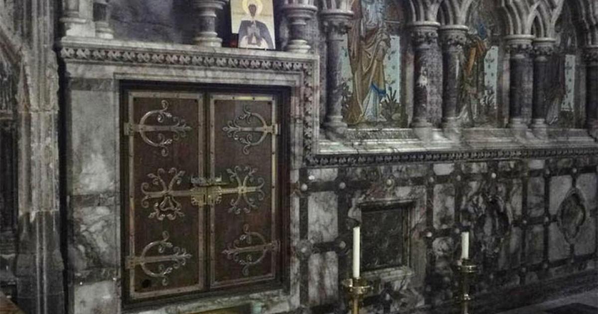 The shrine of Medieval Saint Eanswythe in the Folkestone church, England. Source: A Clerk of Oxford