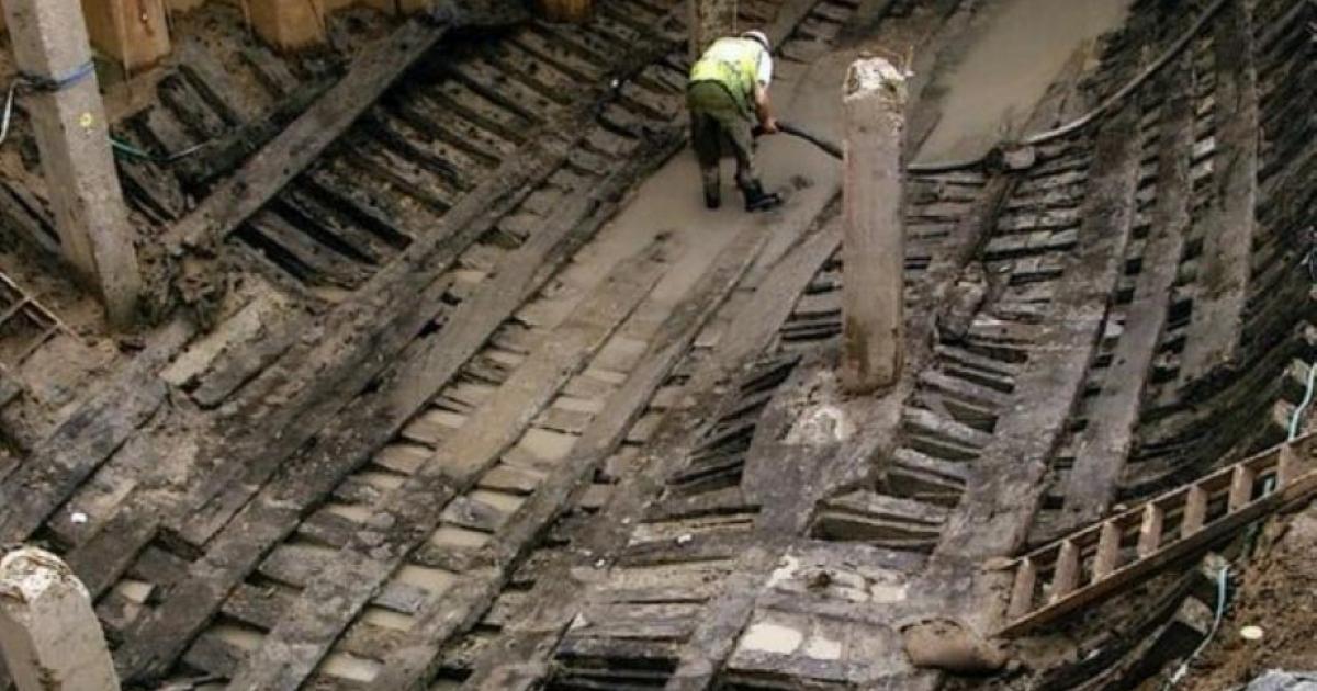 The Newport Medieval Ship being excavated and restored.    Source: Owain at the English language Wikipedia / CC BY-SA 3.0