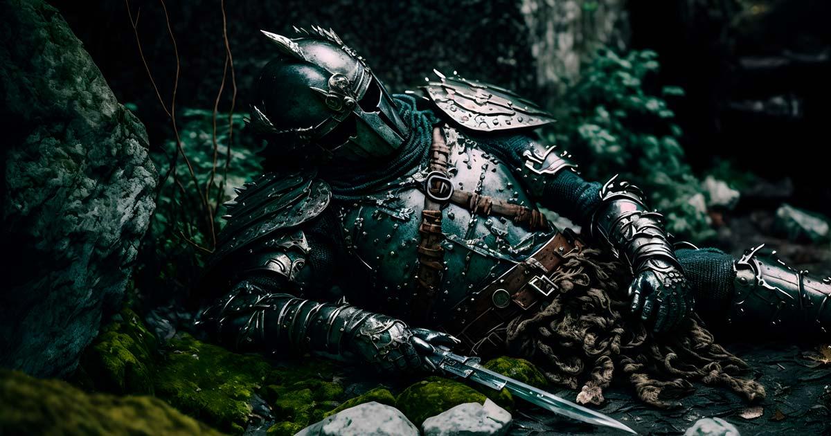 Fallen knight struck by arrows. Source: Jacob / Adobe Stock.