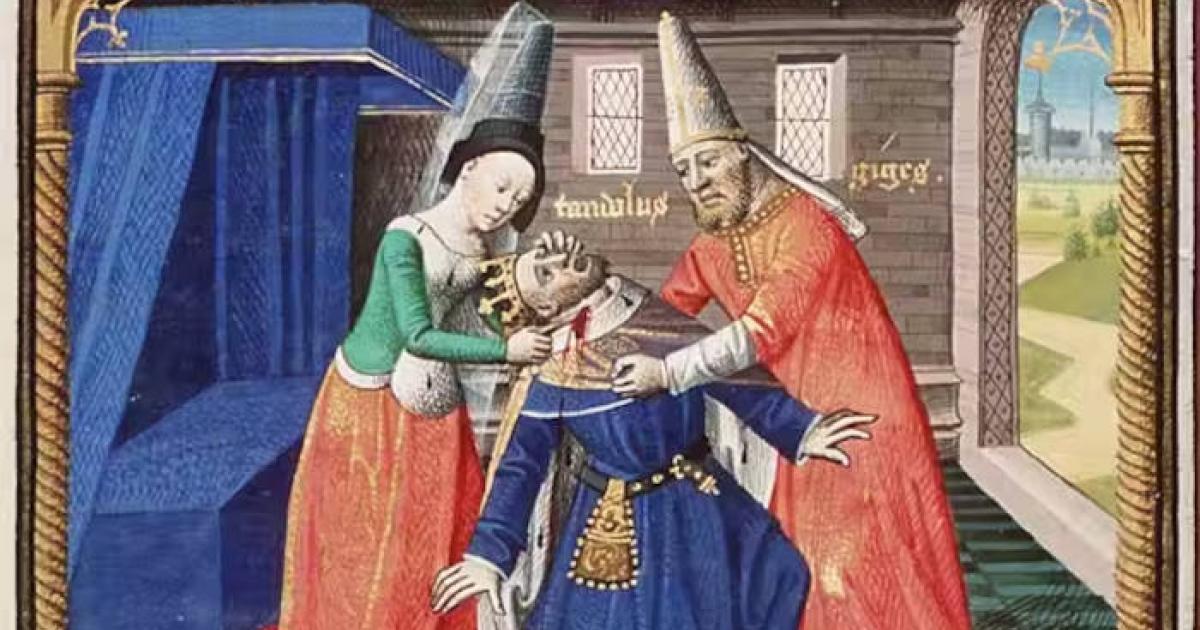 Murder of Candaules. Illuminated manuscript 