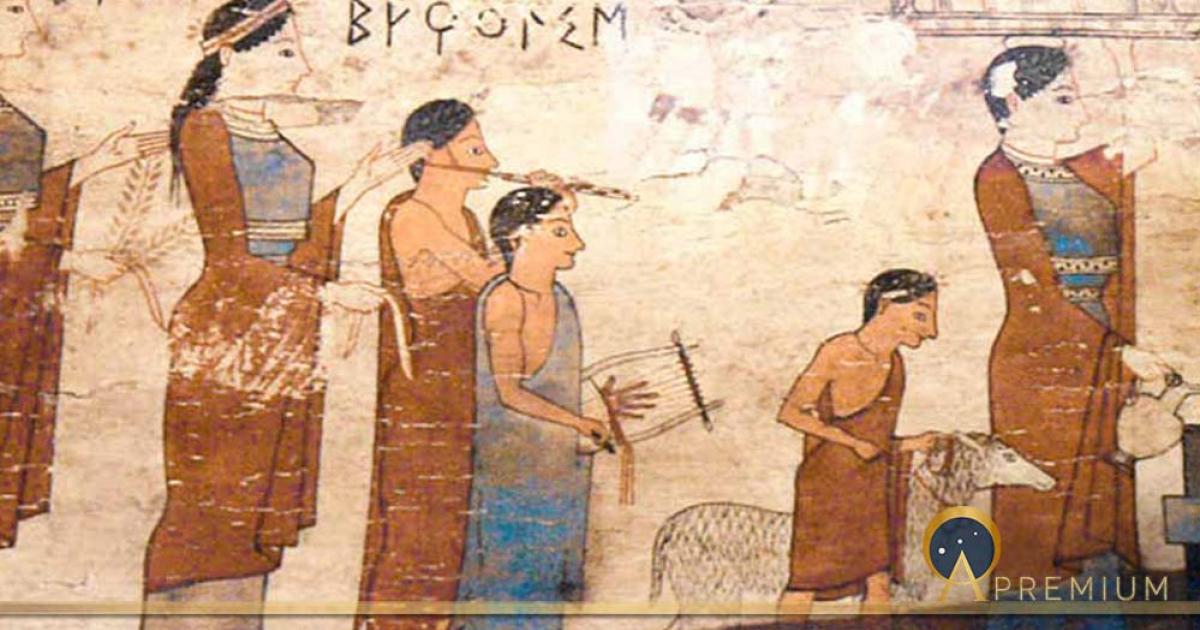 Sacrifice of a lamb on a Pitsa Panel, Corinth, 540–530 BC (Public Domain)