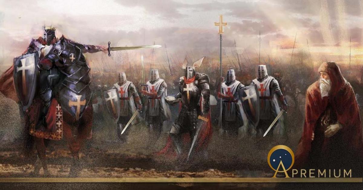 Crusaders marching to concord enemy