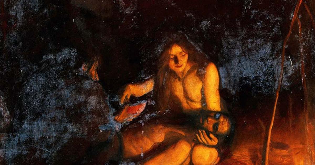 Could the Mercury poisoning spike discovered in Iberian Copper Age bones be evidence that cinnabar powder was ingested during rituals? The healing art in pre-historic times, by Ernest Board. Source: Wellcome Trust / CC BY 4.0
