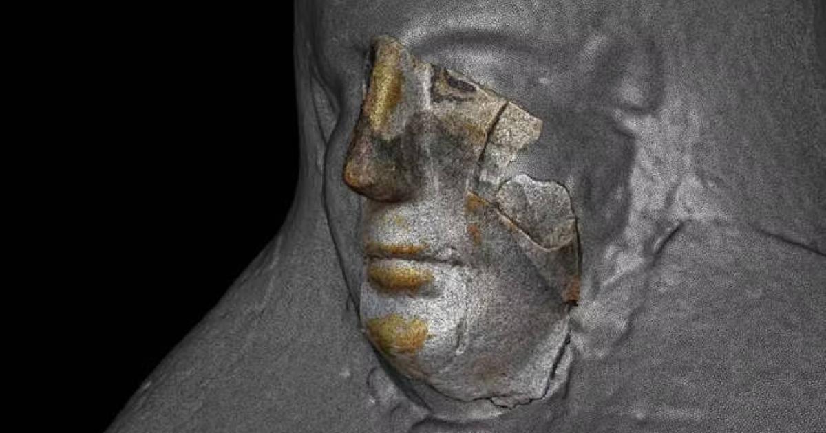 The 3D scan of a mask fragment matches up with the scan of a different well-preserved mask.