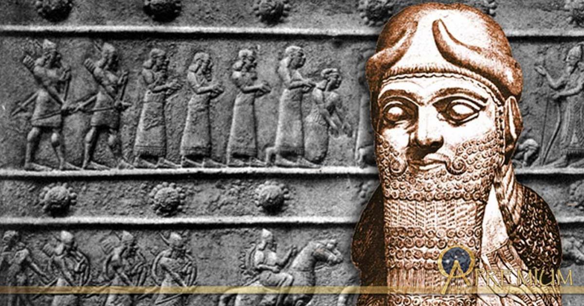 Deriv; Head of winged bull, 9th c. BC, Assyrian and bronze relief decorated the gate at the palace of the Assyrian ruler Shalmanesar III