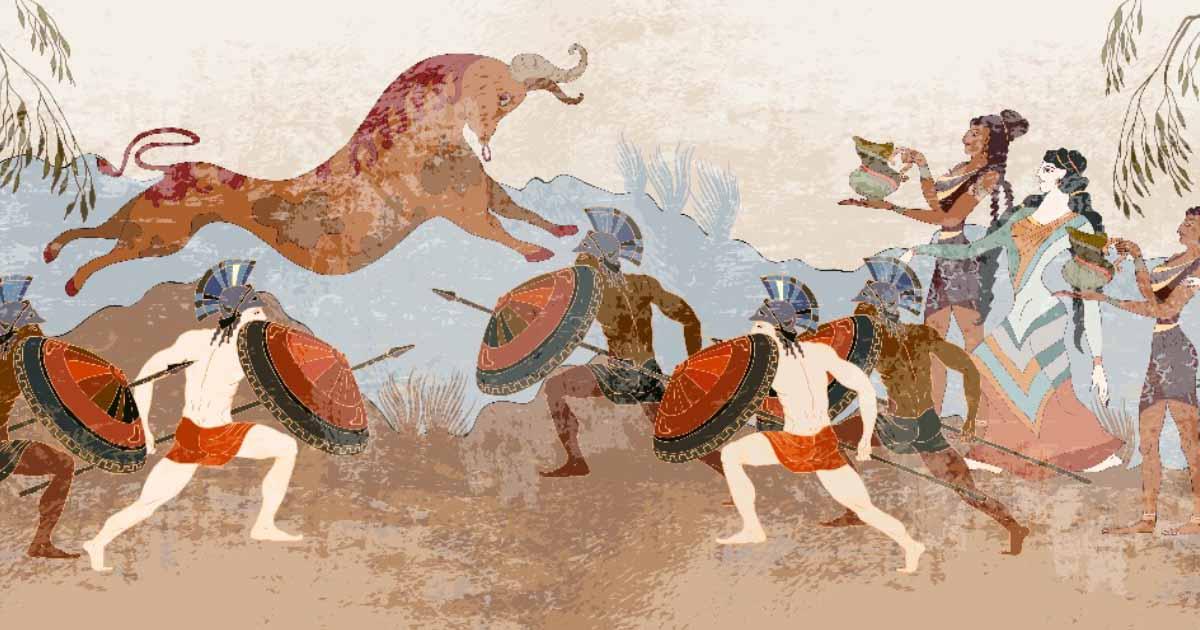 Banner of Ancient Greece depicting Minoan civilization. Source: Matrioshka/Adobe Stock