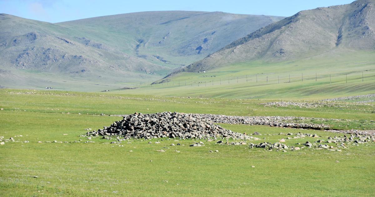 Bronze Age burial mound in northern Mongolia near Jargalant