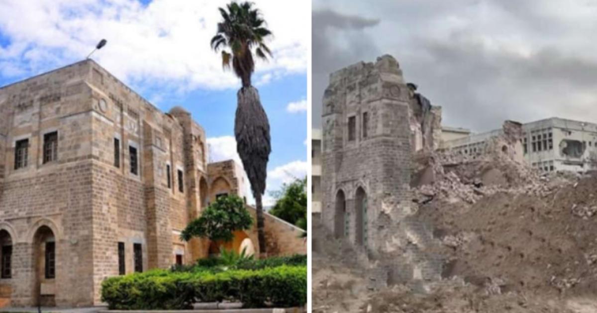 Al-Pasha Palace before and after its destruction