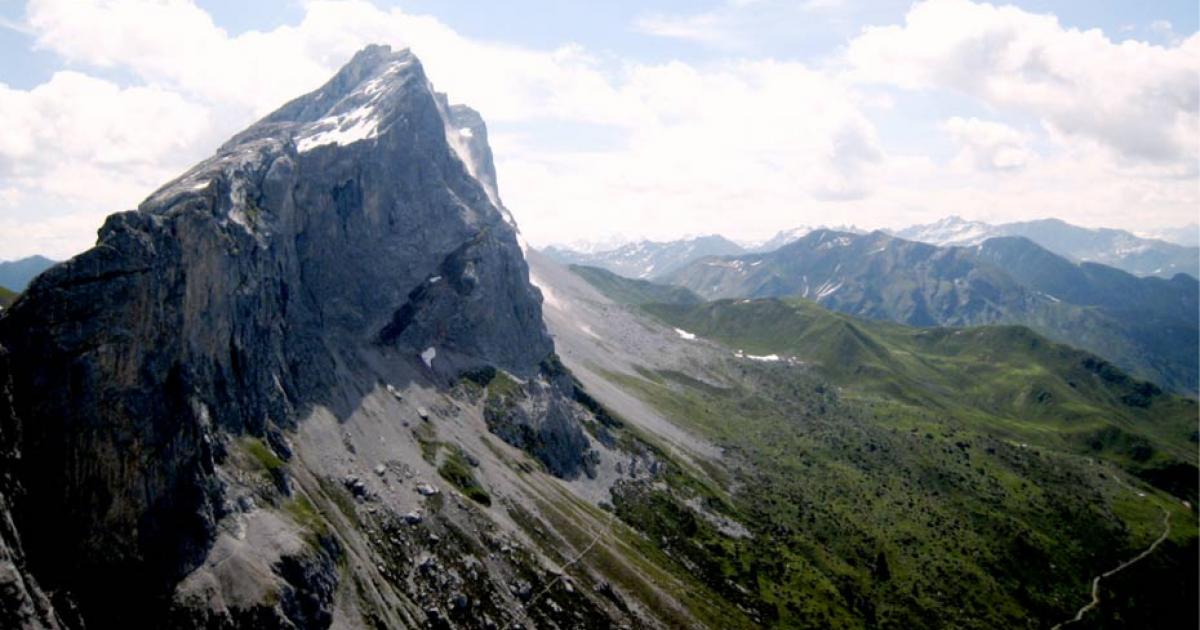 Mountain range vista of the Central Eastern Alps. 