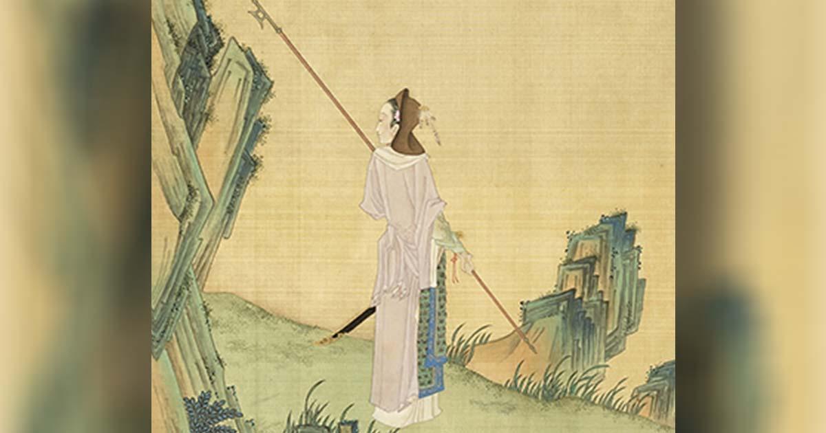 Mulan as depicted in the album Gathering Gems of Beauty (Qing dynasty, 18th century).	Source: Public Domain