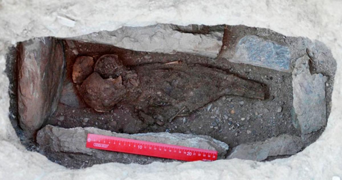 The baby was buried in tightly closed stone box, so the body was in an isolated air chamber for over 1,500 years.