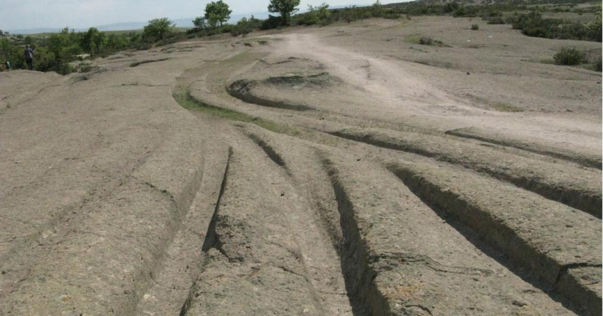Mysterious ancient tracks dissect the landscape in the Phrygian Valley of Turkey. 