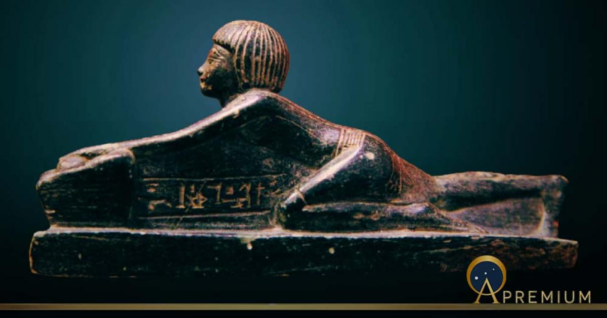 A small schist statuette shows Prince Thutmose as a miller grinding grain. Louvre Museum, Paris. Design by Anand N. Balaji (Public Domain); Deriv.