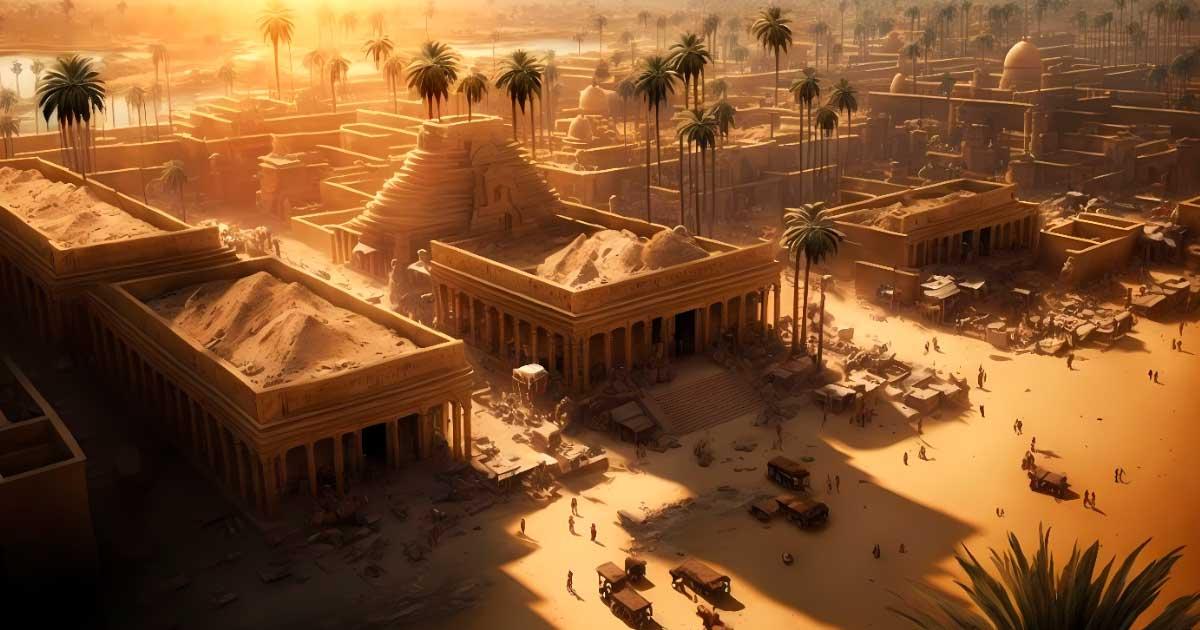 Nakhtpaaten may have been the first commuter, crossing ancient Amarna to his daily job as royal vizier. Illustration of an imagined ancient Egyptian city. Source: KHBandak / Adobe Stock