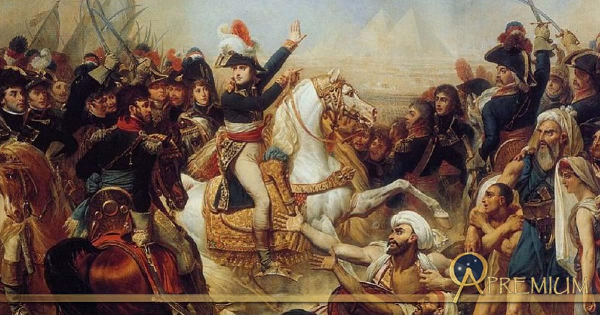 Top Image: Napoleon at the Battle of the Pyramids, 21 July 1798, oil on canvas, 1810. By Antoine-Jean Gros; design by Anand Balaji (Public Domain); Deriv.