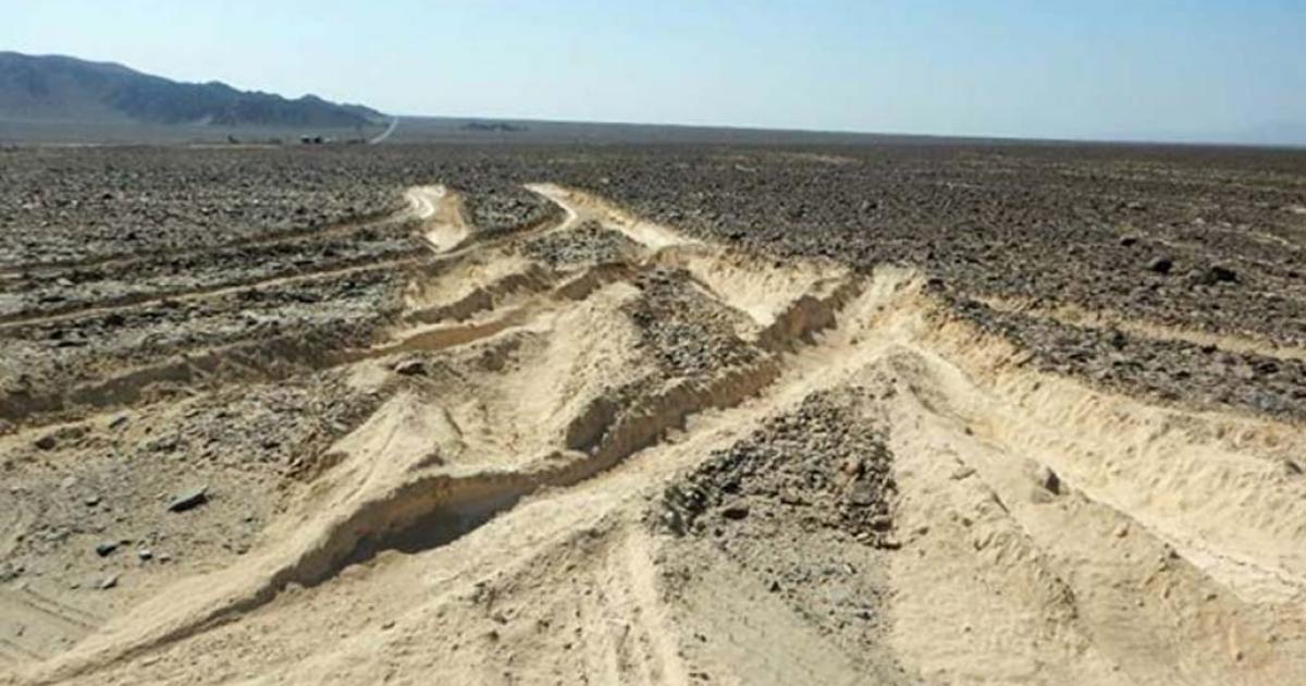 Image shows the level of damage caused by the truck driving into the protected archaeological site.