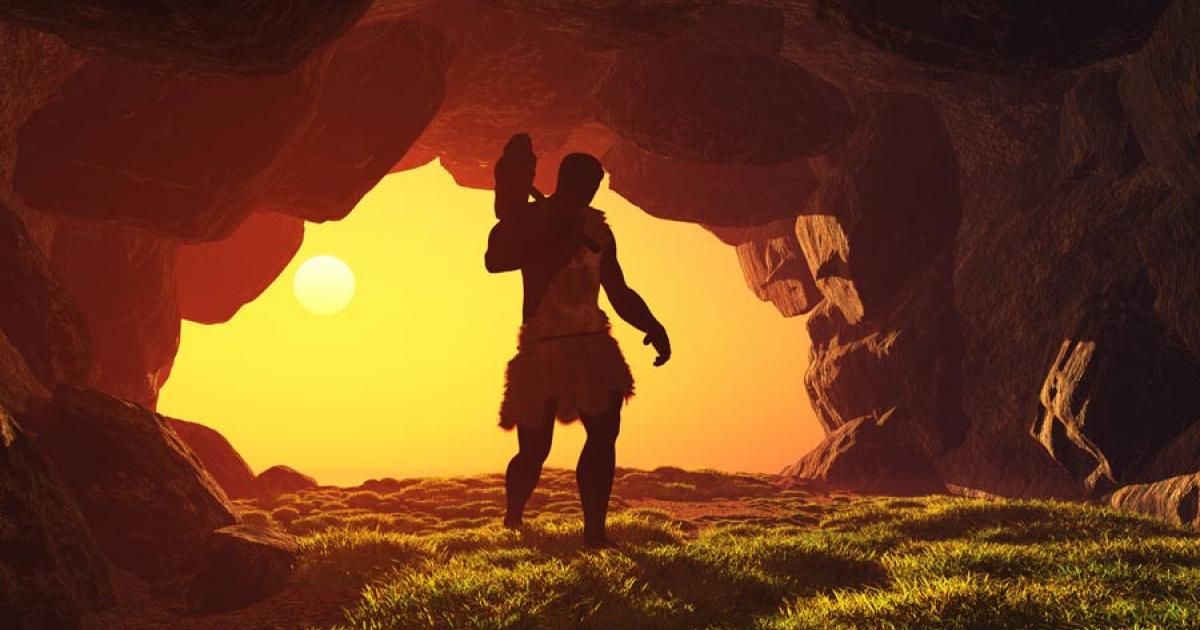 Neanderthal in a cave