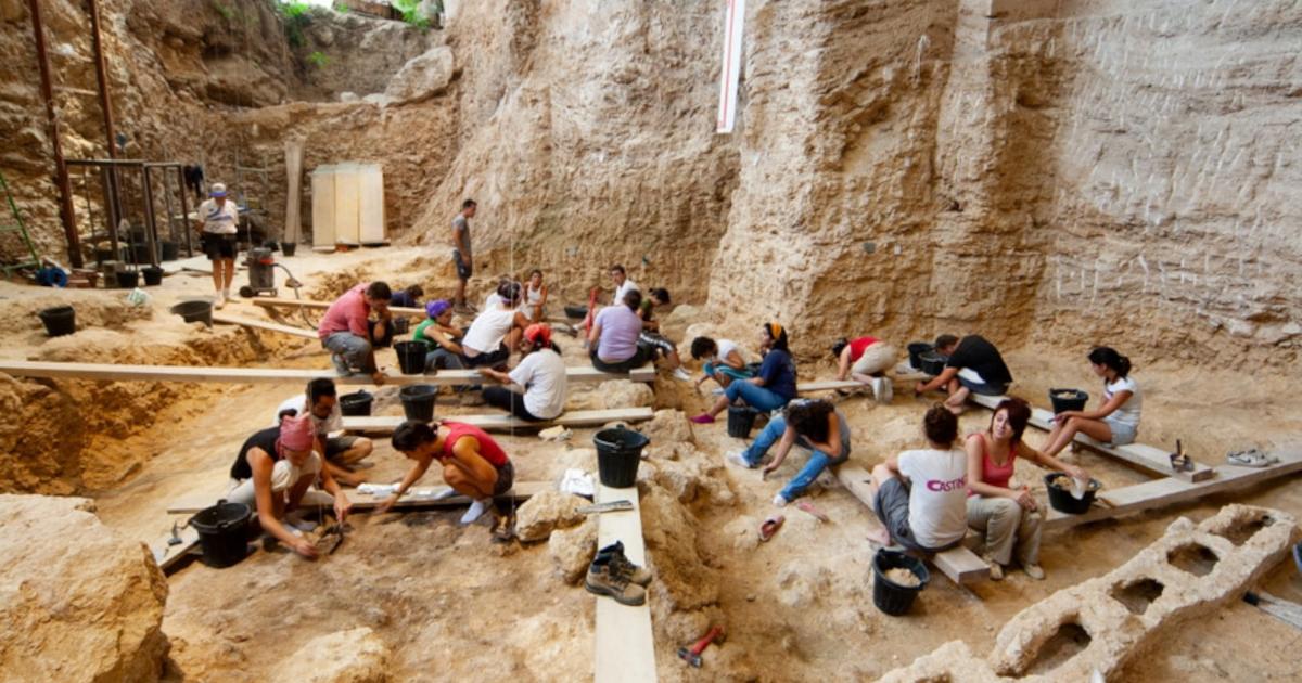 The archaeological excavation that has found evidence of Neanderthal woodworking at Abric Romaní, Capellades, Barcelona