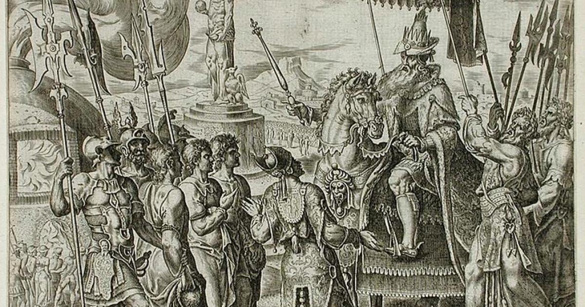 The three Jews brought before Nebuchadnezzar (1565), Philip Galle