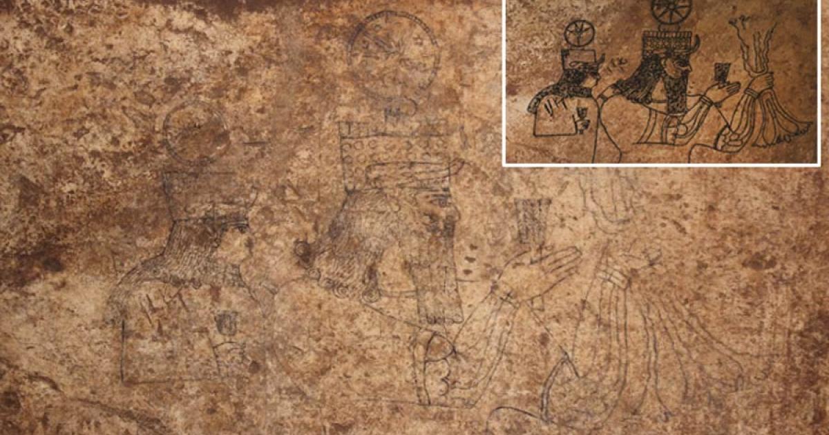 Neo-Assyrian artwork found in a subterranean tunnel complex in Turkey.	Source: Antiquity Publications Ltd