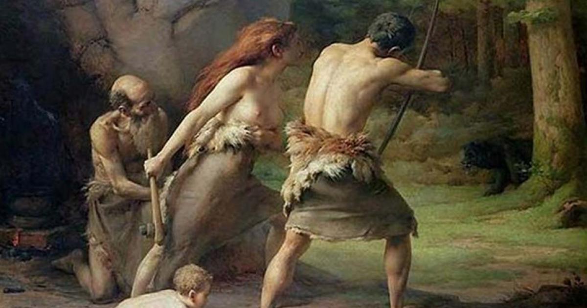 Prehistoric Man Hunting Bears by Emmanuel Benner the Younger.