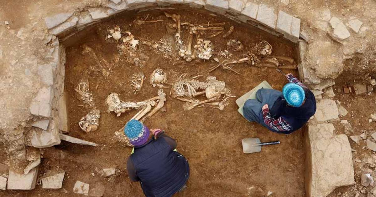 Archaeologists unearthed the remains of an exceptionally uncommon Neolithic tomb dating back 5,000 years.      Source: National Museums Scotland