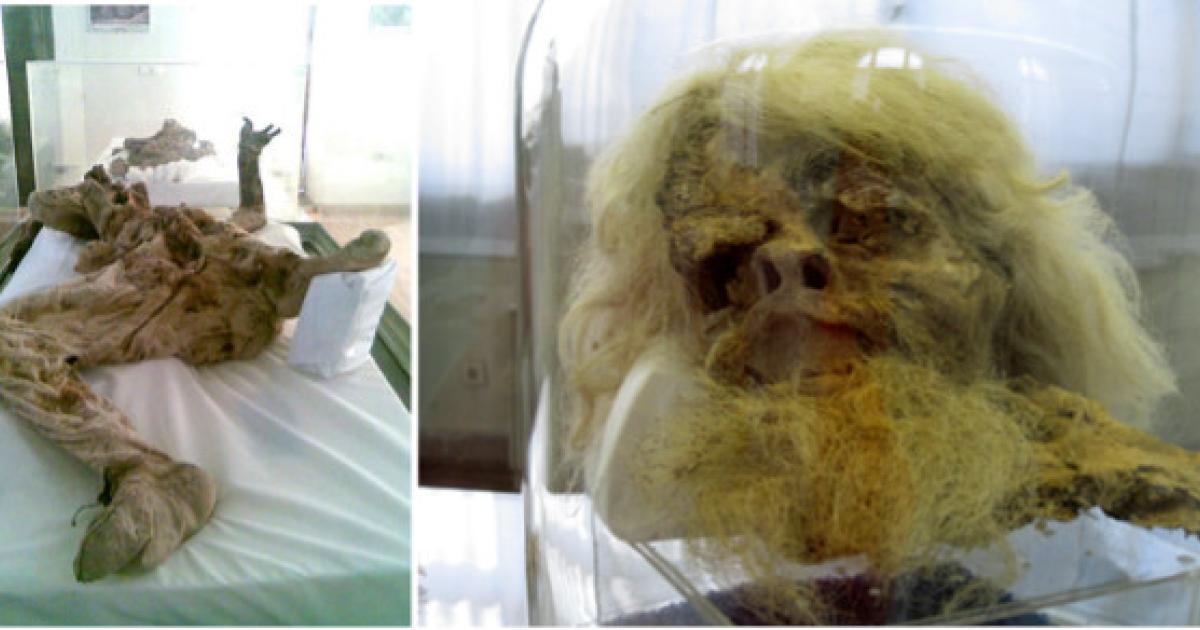 Left; Salt man No 4 16 years old youth. Right; Head of Salt man 1, IIran Baastan Museum.