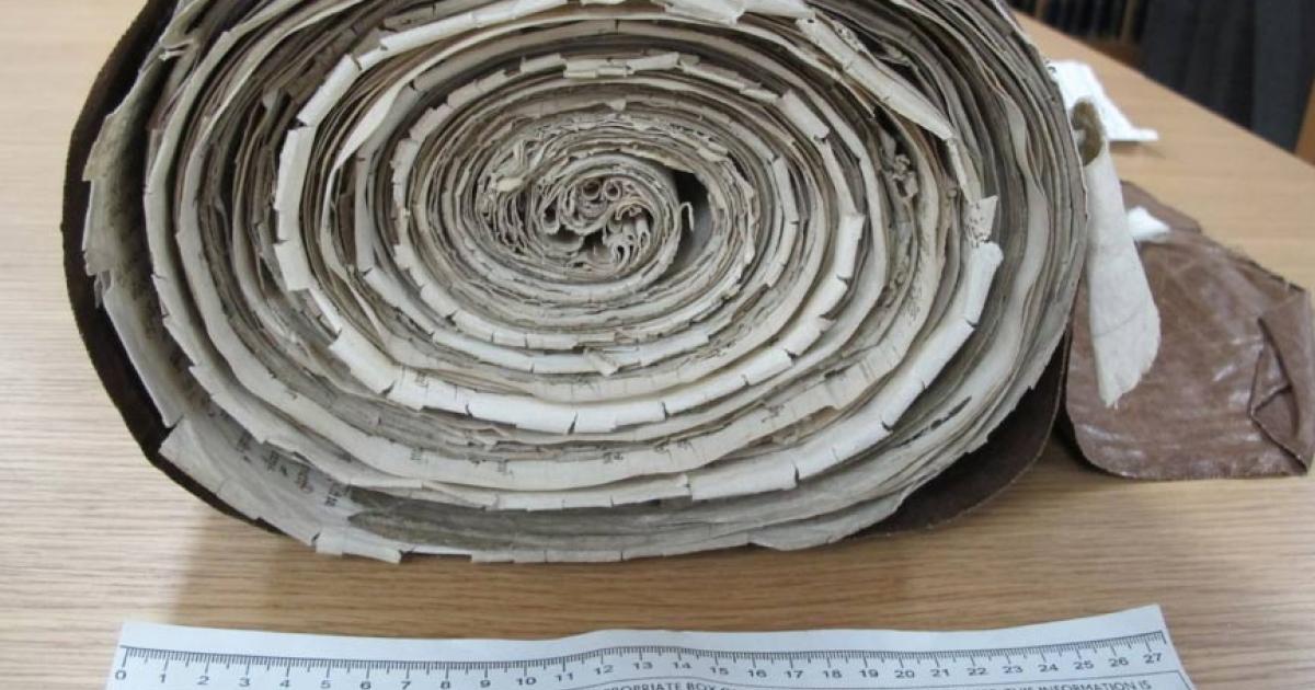 Rolled up parchment with information of payment to William Weston from Henry VII