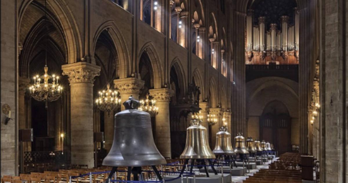 New bells awaiting installation at the Cathedral Notre-Dame de Paris in 2013.