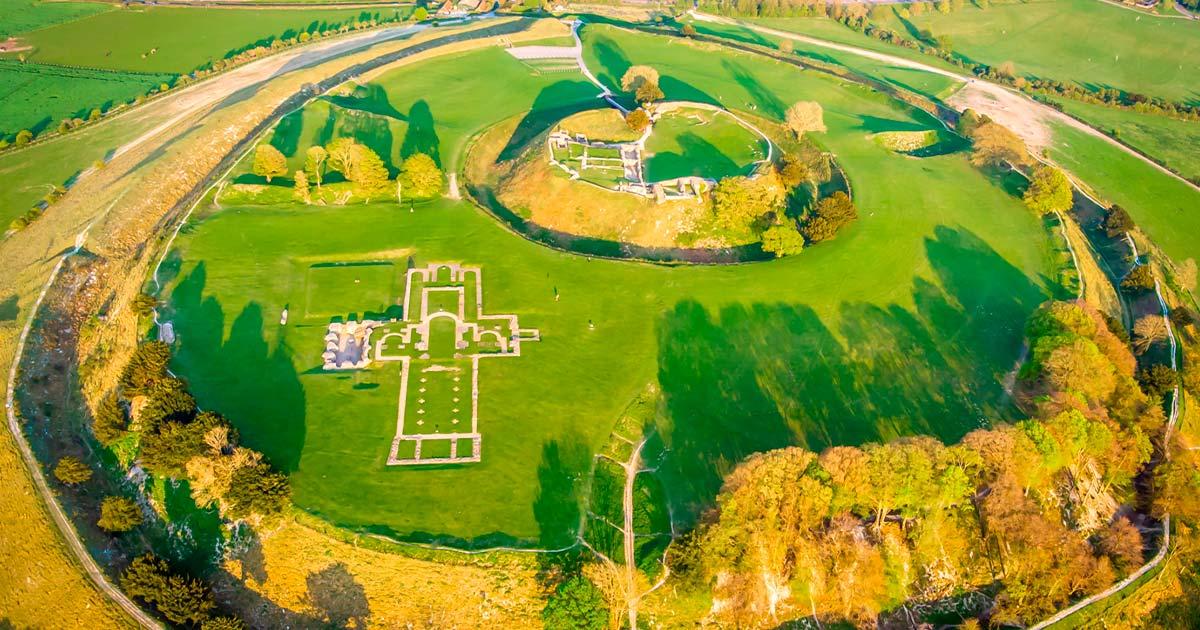 Aerial view of Old Sarum in England. Source: Alexey Fedorenko / Adobe Stock.