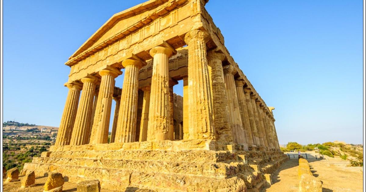One of the Greek temples in the Valley of Temples outside Agrigento, Sicily 