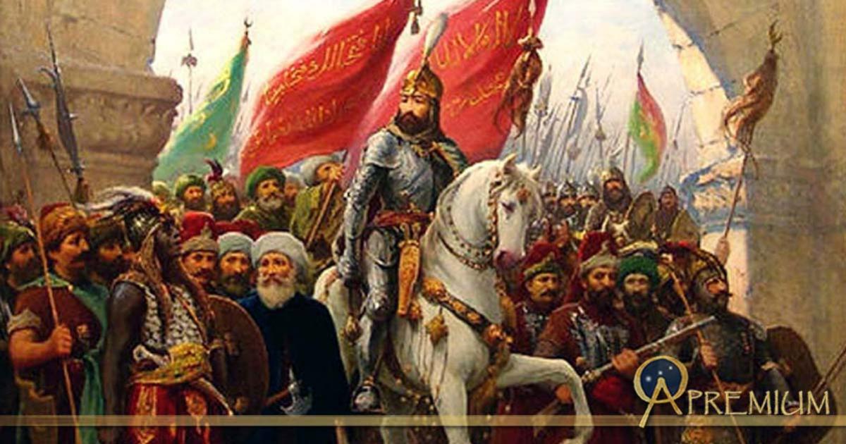 Detail; The entry of Sultan Mehmed II into Constantinople, painting by Fausto Zonaro (1854-1929)