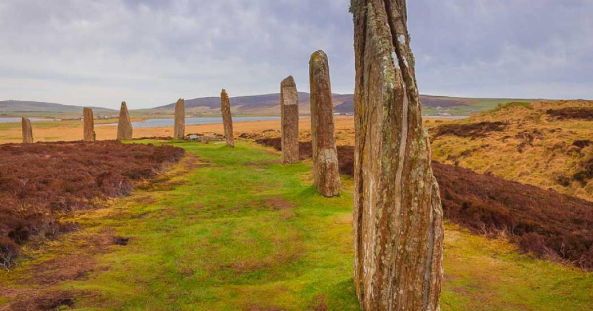 Ring of Brodgar, Orkney Islands. A Neolithic henge and stone circle.