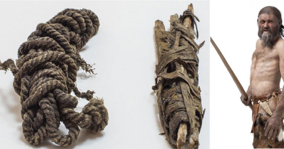 Left, Ötzi’s bowstring; Right, The Iceman's reconstruction by Alfons & Adrie Kennis Source: © South Tyrol Museum of Archaeology / H. Wisthaler;  Right -Ochsenreiter