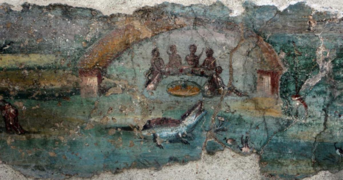 Painting of a scene around the River Nile in Egypt, found in Casa dell'Efebo