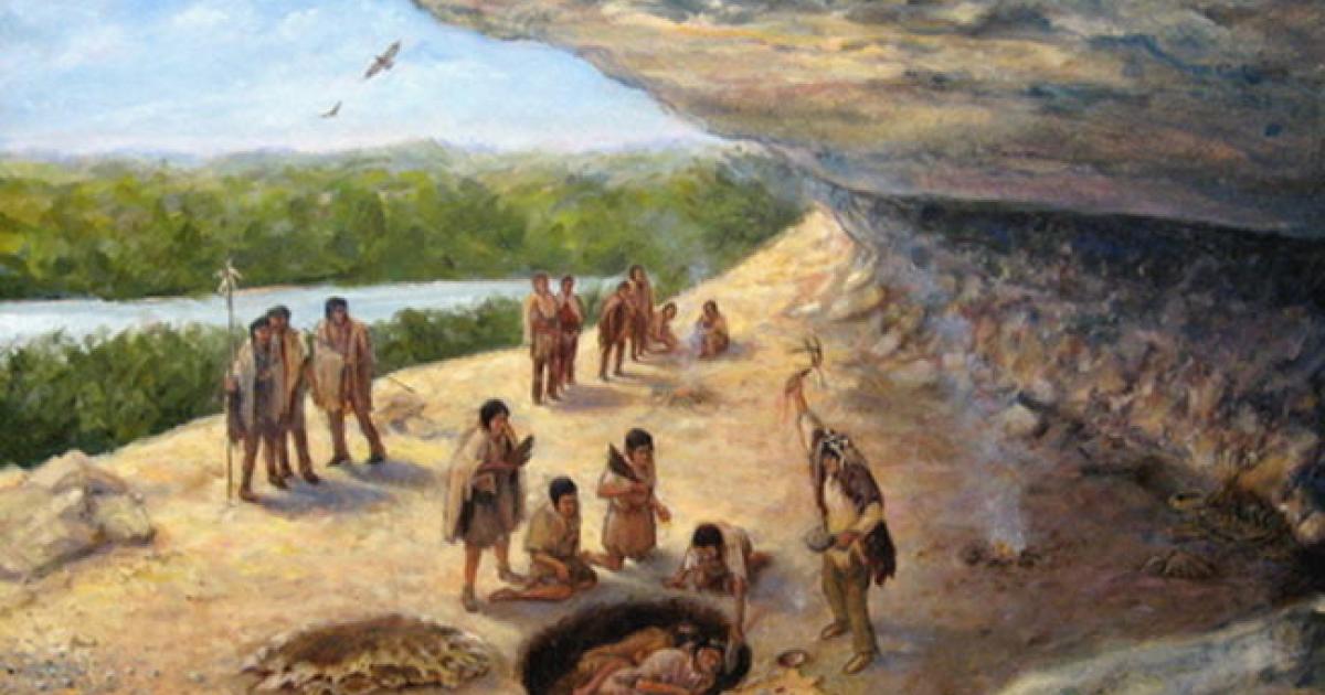 Paleo-Indians burying the deceased