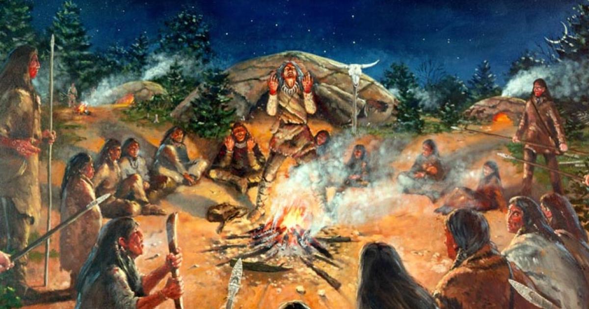Illustration of a Paleoindian campsite