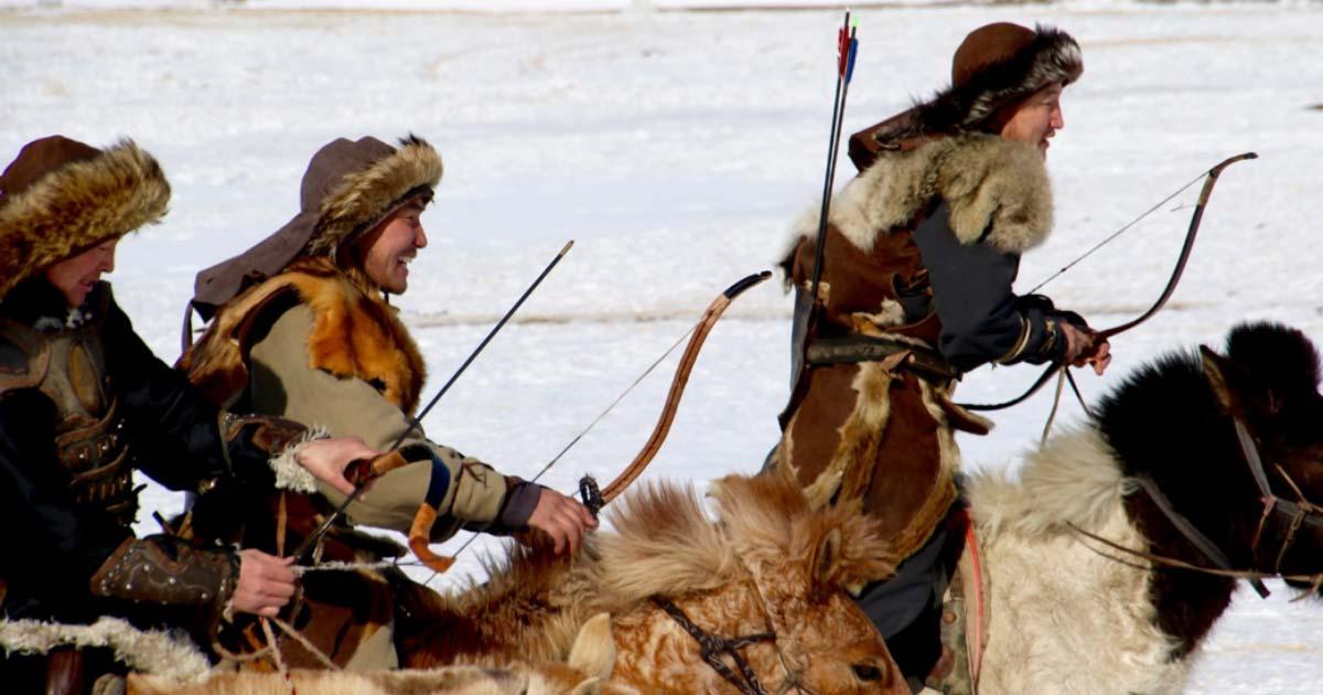 Modern Mongol horsemen at the eagle festival. Life may have been tranquil for hunters during the time of Pax Mongolica too. 