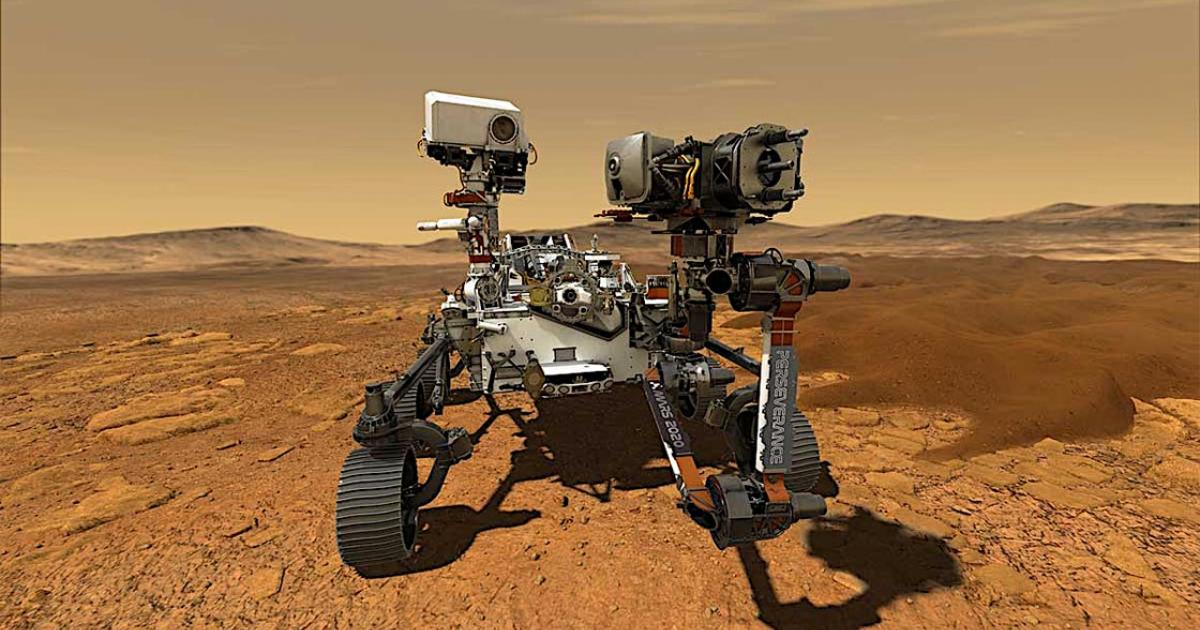 This illustration depicts NASA's Perseverance rover operating on the surface of Mars. Source: NASA / JPL-Caltech