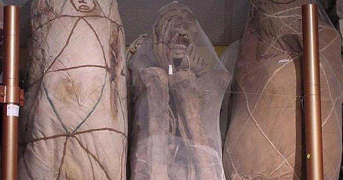 Three of the mummies Leymebamba at the museum.