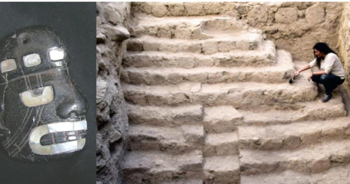 A previously discovered pendant made by the Sechin culture. (Lombard Museum/CC BY 3.0) Right: The newly unearthed Peruvian pyramid was also made by the Sechin culture. (Andina)