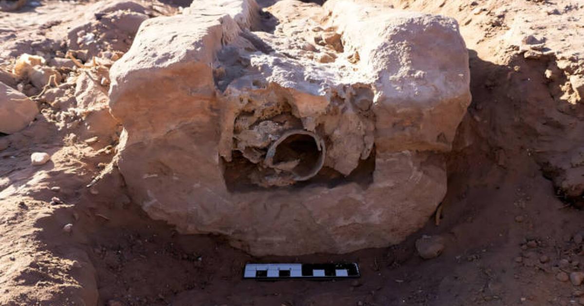 Section of lead pipe found at Petra aqueduct.